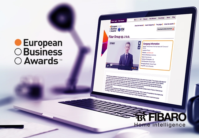 恭喜!Fibaro進入European Business Award 歐洲企業獎最後決賽